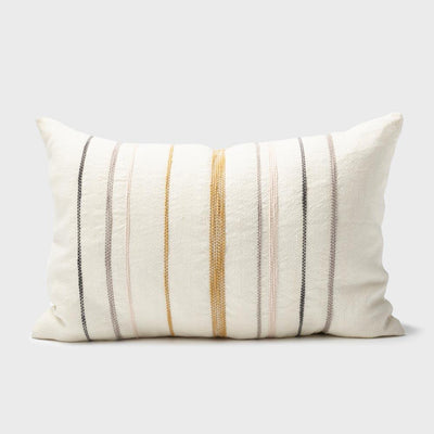 Moro Cushion White with Multicoloured Stitching