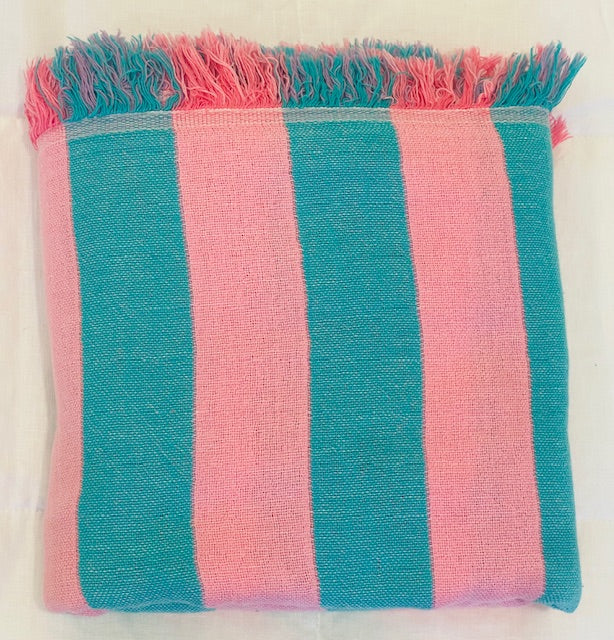 Turkish Towel Col07 Pink/Mauve Stripe Home on Darley 