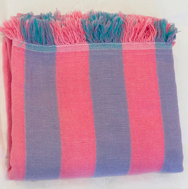 Turkish Towel Col07 Pink/Mauve Stripe Home on Darley 