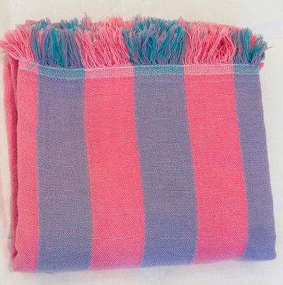 Turkish Towel Col07 Pink/Mauve Stripe Home on Darley 