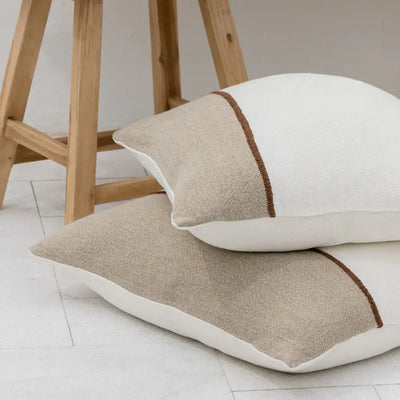Bella Linen Cushion Off White/Natural/Chocolate Home on Darley Mona Vale
