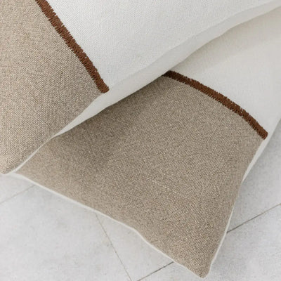 Bella Linen Cushion Off White/Natural/Chocolate Home on Darley Mona Vale