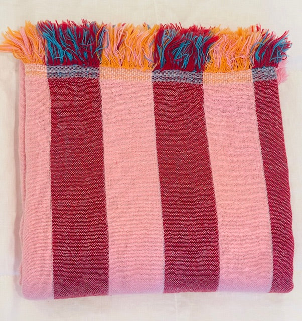 Turkish Towel Col06 Pink/Crimson Stripe Home on Darley 