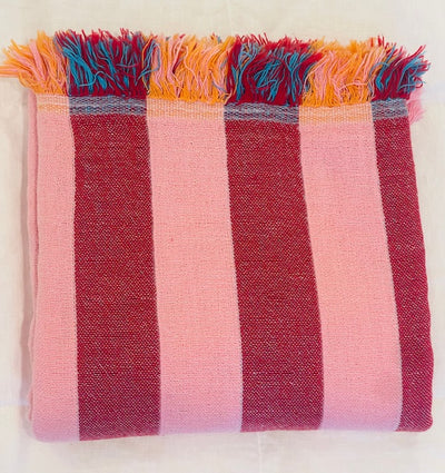 Turkish Towel Col06 Pink/Crimson Stripe Home on Darley 