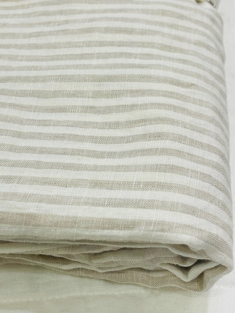 French Linen Beige Stripe Fitted Sheet Only Home on Darley Mona Vale