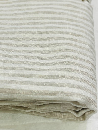 French Linen Beige Stripe Fitted Sheet Only Home on Darley Mona Vale