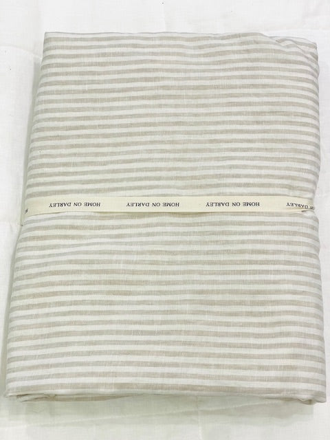 French Linen Beige Stripe Fitted Sheet Only Home on Darley Mona Vale