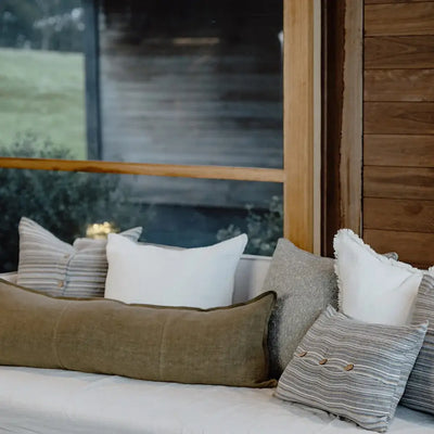 Luca Linen Long Lumbar - Olive 120 x 40cm Home on Darley Mona Vale