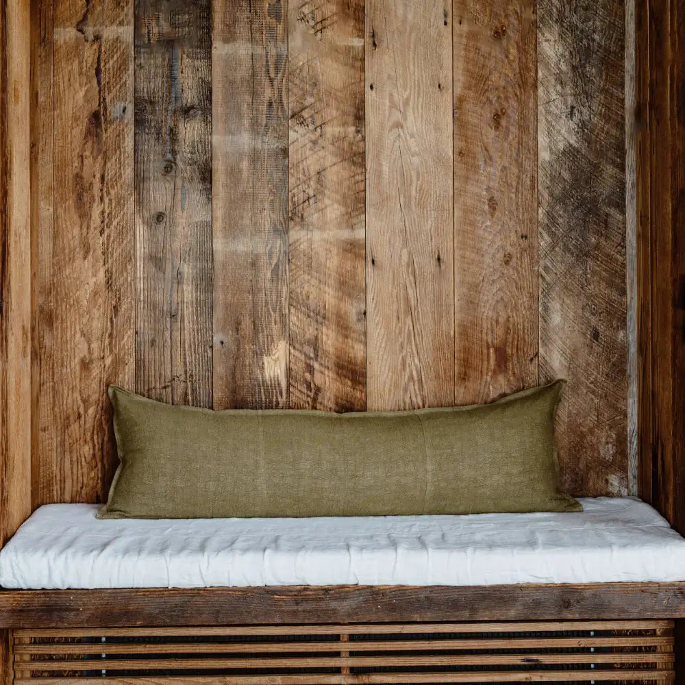 Luca Linen Long Lumbar - Olive 120 x 40cm Home on Darley Mona Vale