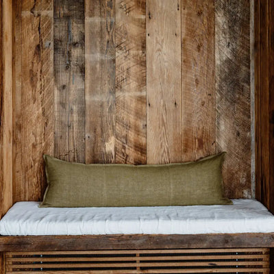 Luca Linen Long Lumbar - Olive 120 x 40cm Home on Darley Mona Vale