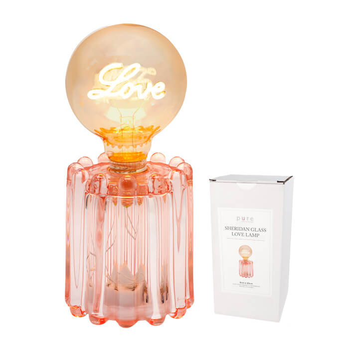 Sheridan Glass LED Lamp Pink "Love" Home on Darley Mona Vale