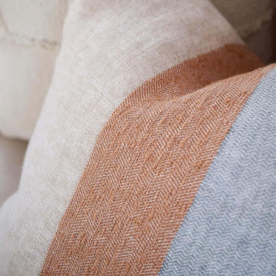 Tallows Linen Cushion Natural/Ochre/Blue Home on Darley Mona Vale