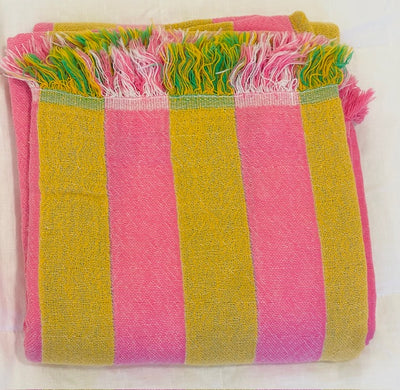 Turkish Towel Col03 Pink/Mustard Stripe Home on Darley Mona Vale