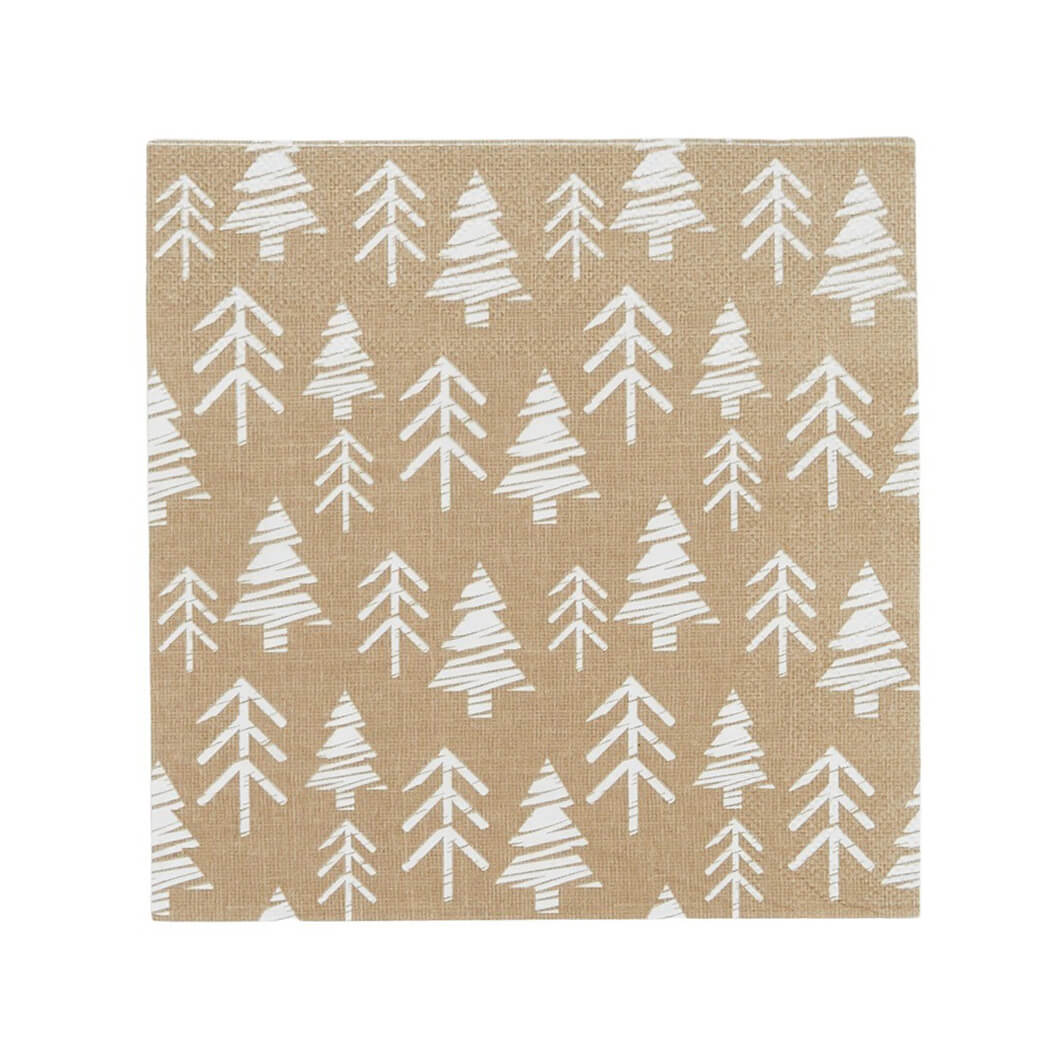 Christmas Tree Natural/White 20pk 3Ply Napkin 33cm