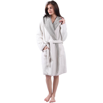 Reversible Sherpa Hooded Robe - Silver/White Home On Darley Mona Vale