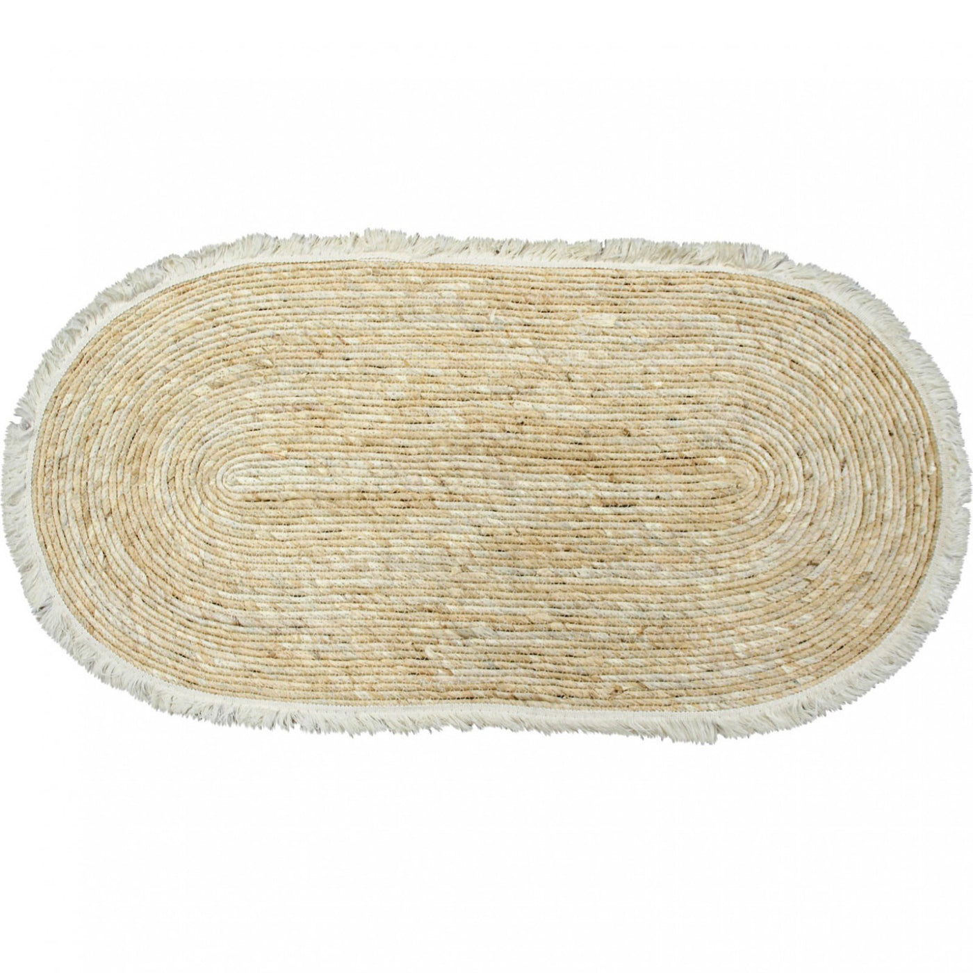 Bleached Oval Table Runner with Fringe