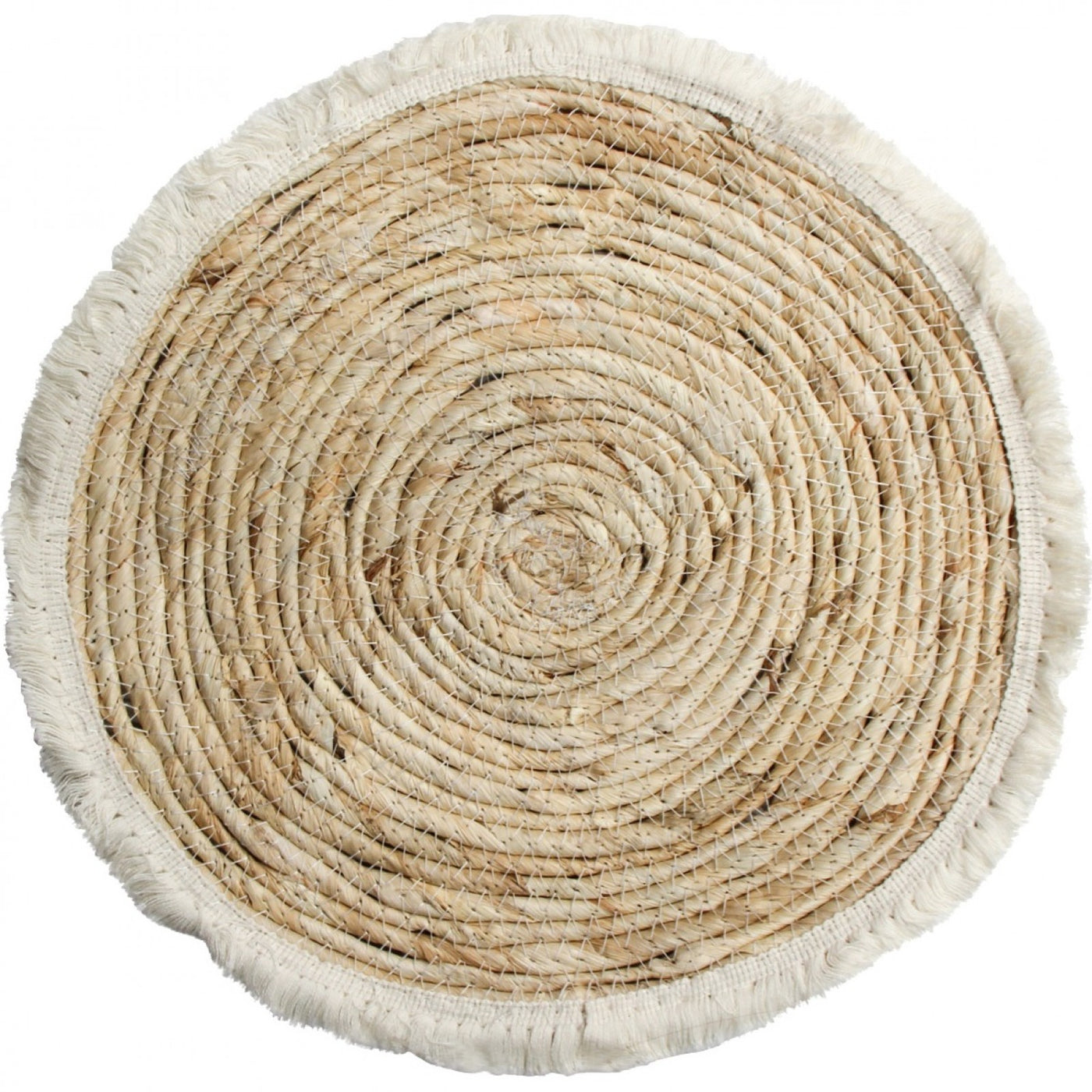 Bleached Round Placemat with Fringe