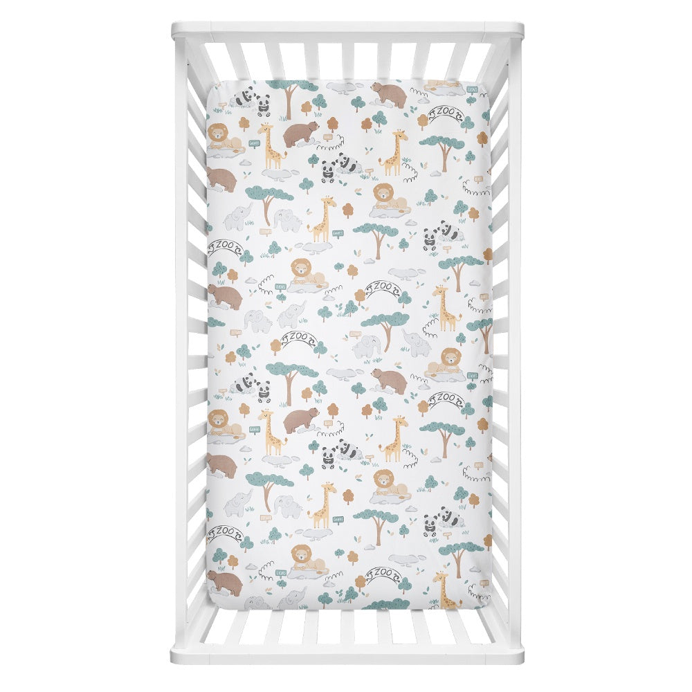 Day At The Zoo Fitted Cot Sheet