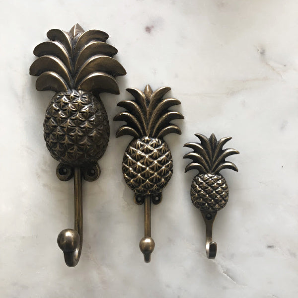 Home On Darley Brass Pineapple Wall Hooks