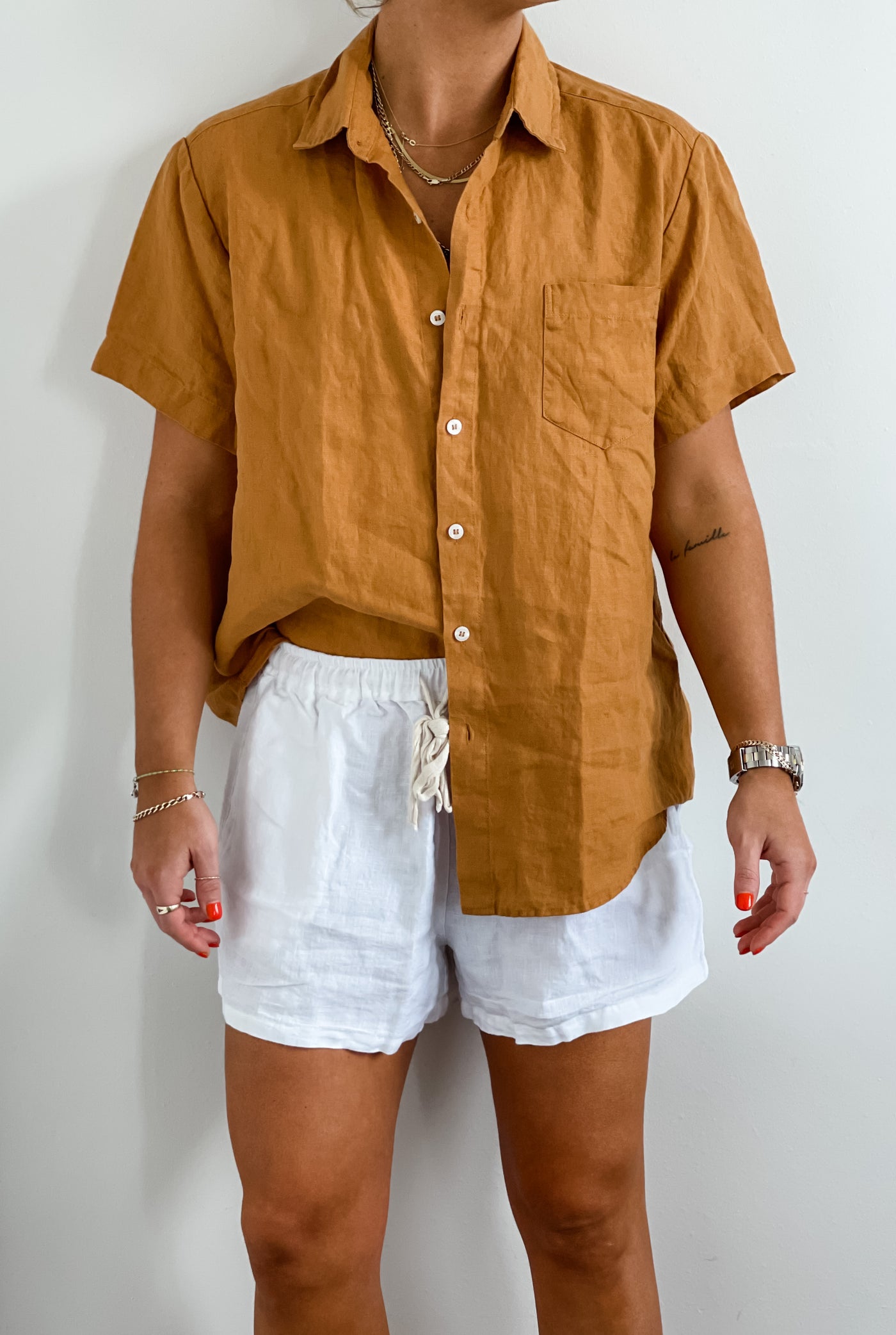 White French Linen Shorts