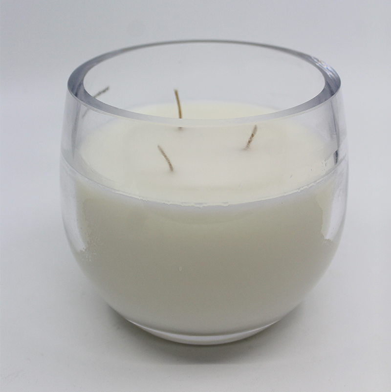 Green Tea & Ginger Droplet Lustre Clear Candle (White Wax)