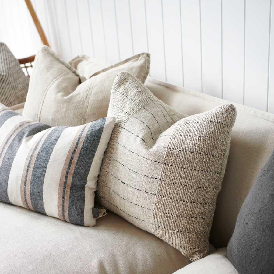 Eadie Mayla Linen Cushion Natural/Black - Home On Darley Mona Vale