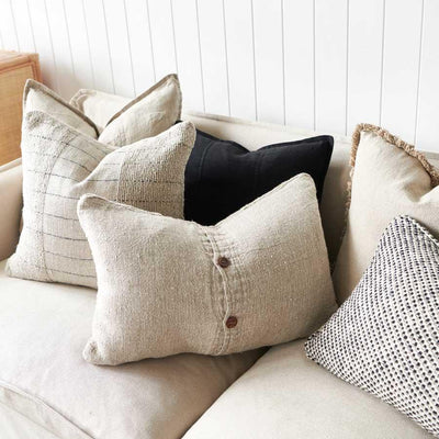 Eadie Mayla Linen Cushion Natural/Black - Home On Darley Mona Vale