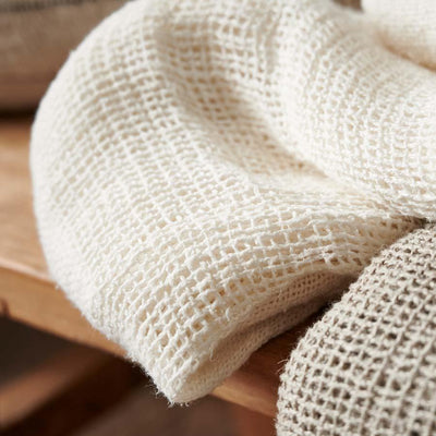Mayla Hand Woven Linen Towel Ivory