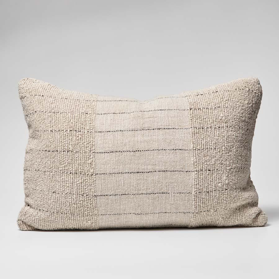 Eadie Mayla Linen Cushion Natural/Black - Home On Darley Mona Vale