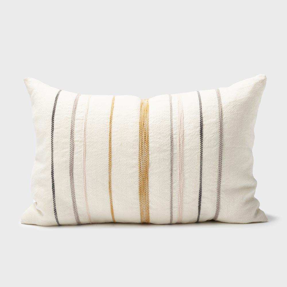 Moro Cushion White with Multicoloured Stitching