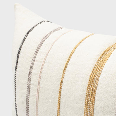 Moro Cushion White with Multicoloured Stitching