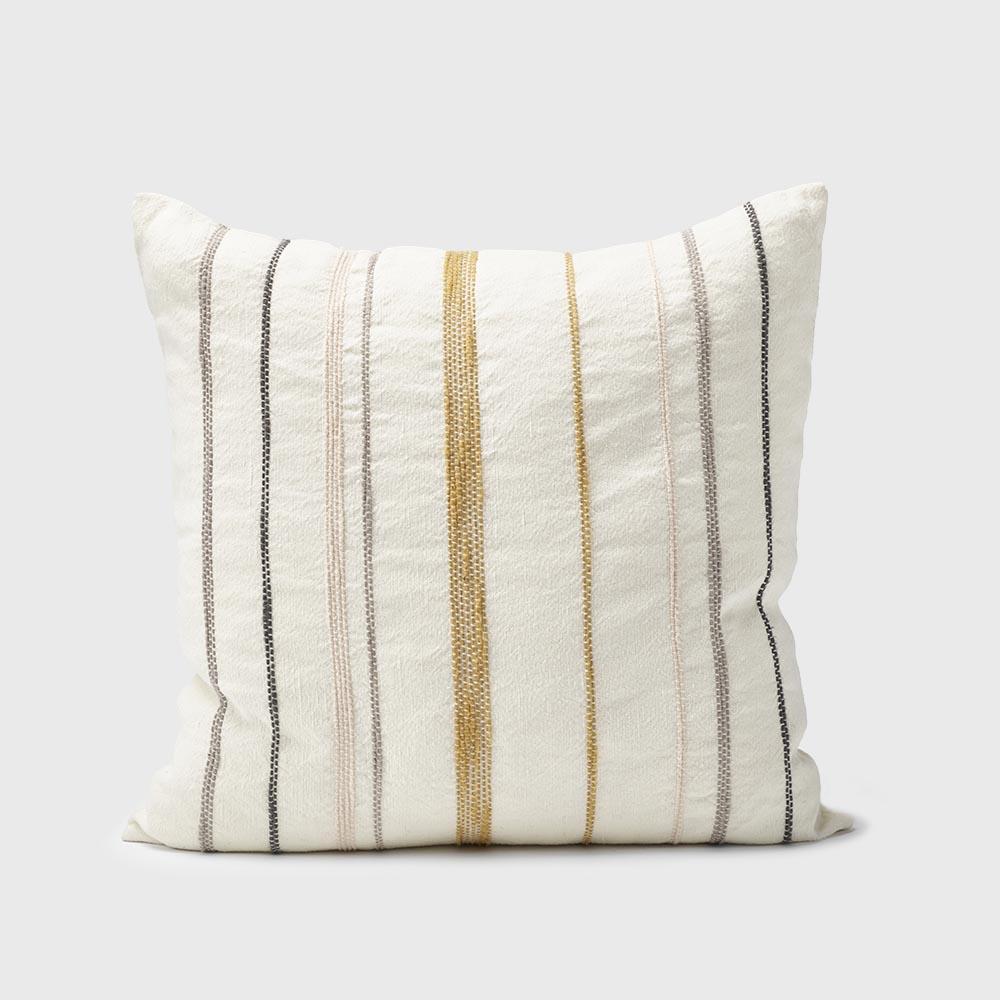 Moro Cushion White with Multicoloured Stitching