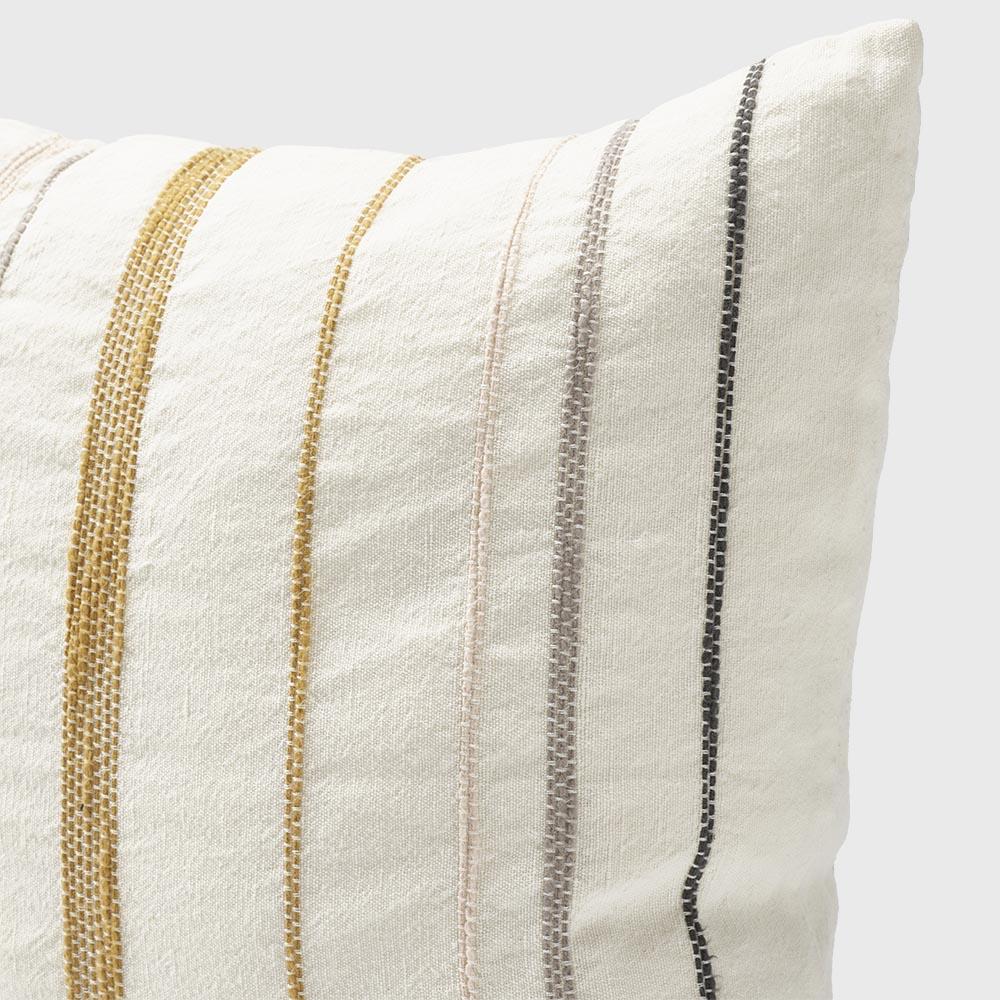 Moro Cushion White with Multicoloured Stitching