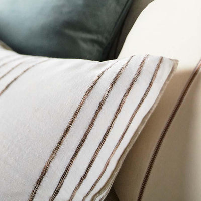 Rock Pool Linen Cushion White Linen/Organic Stripe - Home On Darley Mona Vale