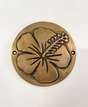 home on darley brass hibiscus plaque