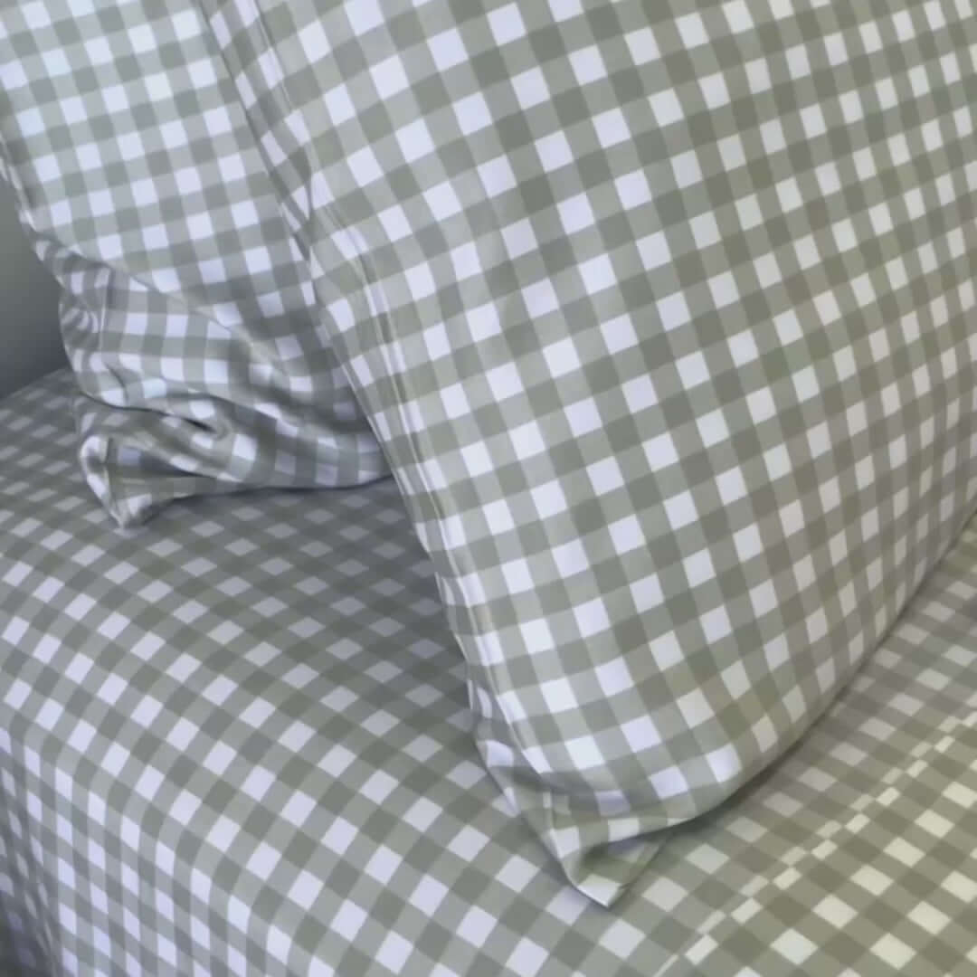 Olive Gingham Organic Bamboo Quilt Cover Set Home On Darley Mona Vale