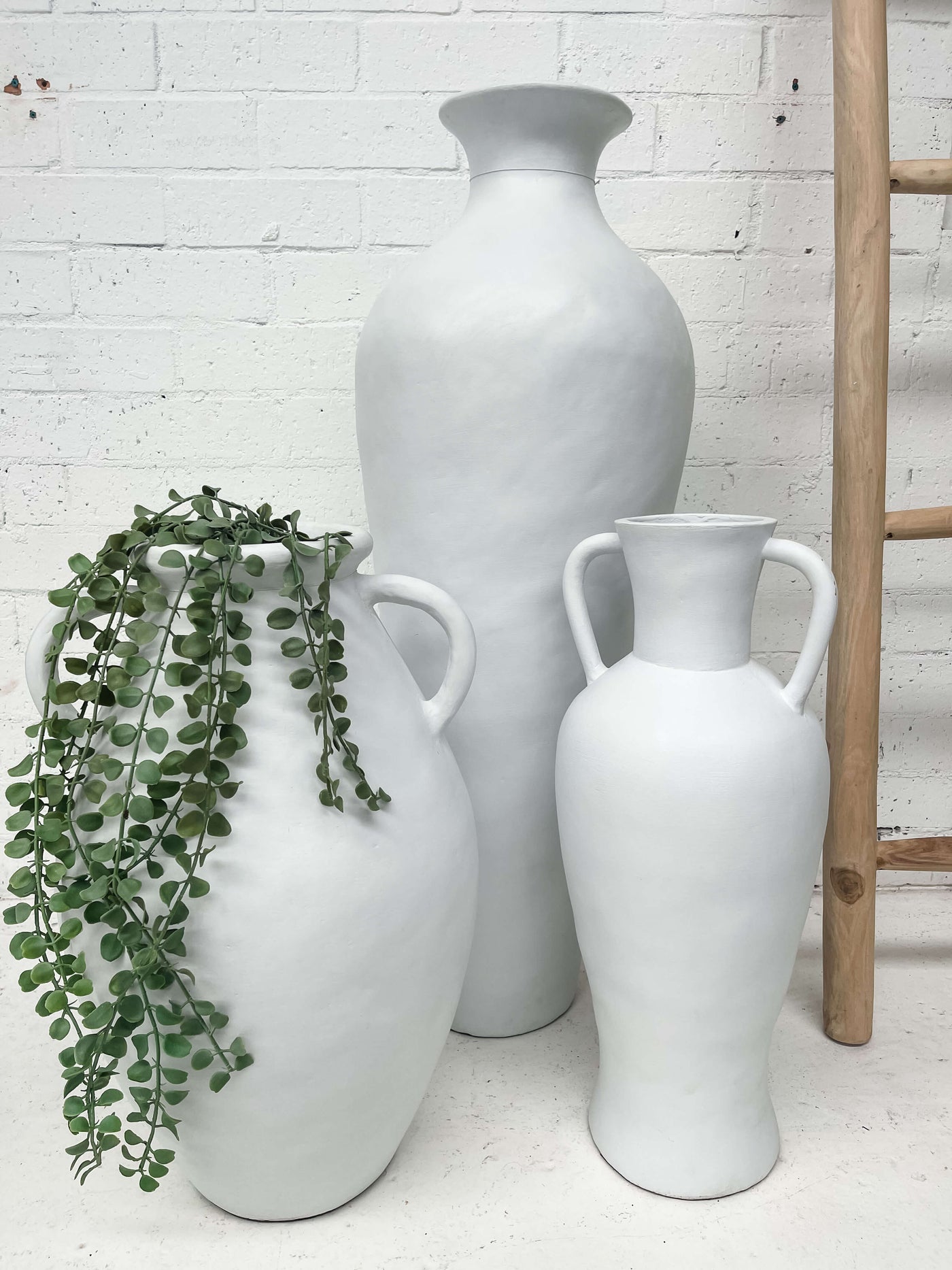 Tall White Terracotta Vase