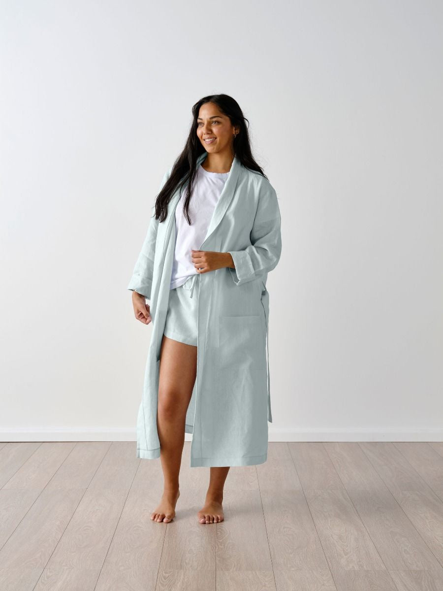 Nimes Linen Robe  - Sky (OSFM)