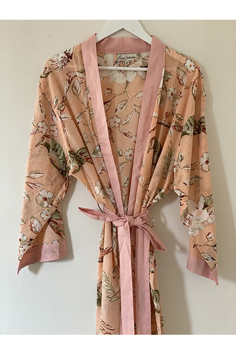 Peach Blossom Long Kimono with Edging 130cms