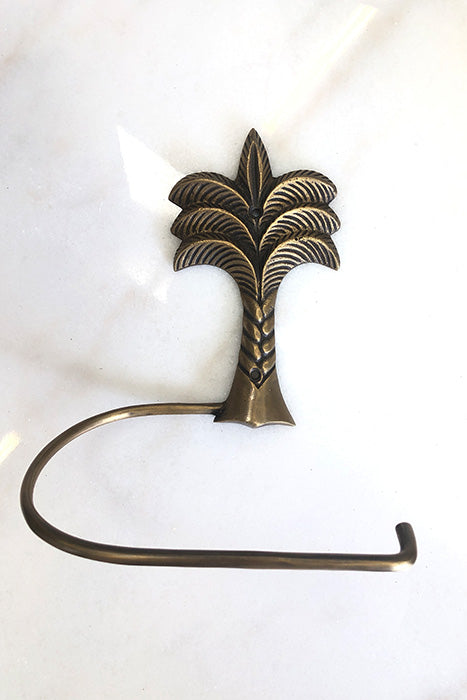 Home On Darley Brass Palm Tree Toilet Roll Holder