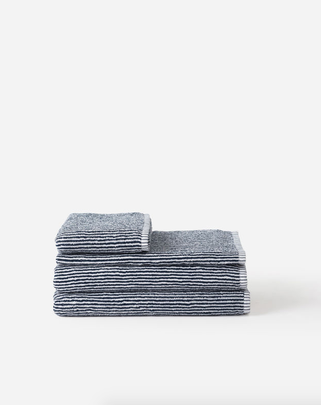 Stripe Cotton Bath Towel Range - Navy & White Stripe
