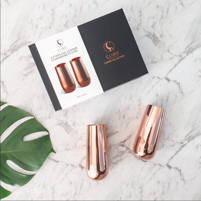 Copper Stemless Champagne Flutes Set of 2