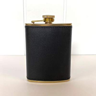 Brass & Leather Hip Flask 240mL