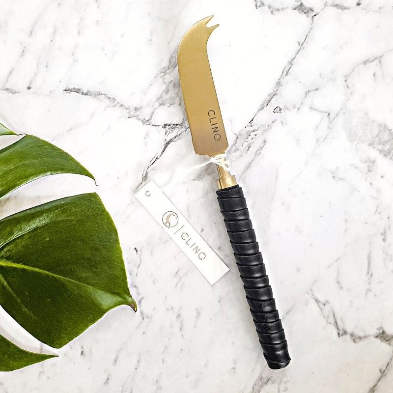 Brass Leather Cheese Knife