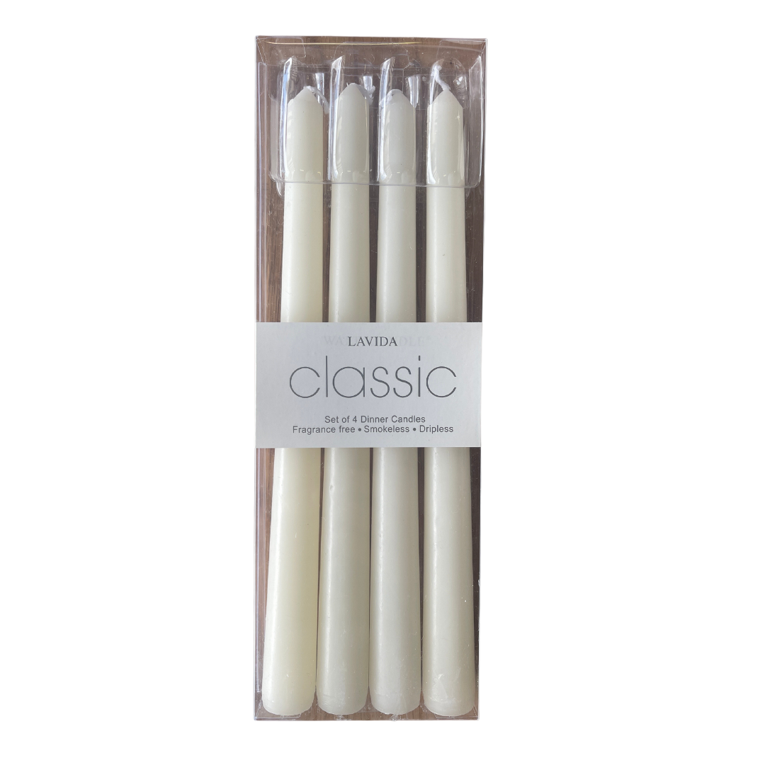 Classic Unscented Dinner Candles pk 4