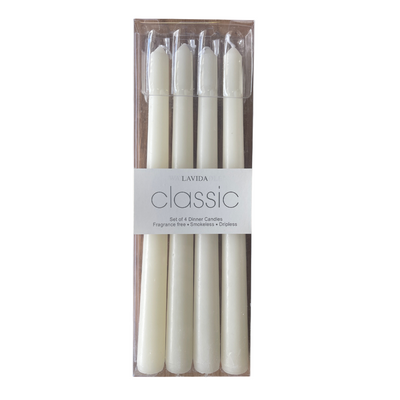 Classic Unscented Dinner Candles pk 4