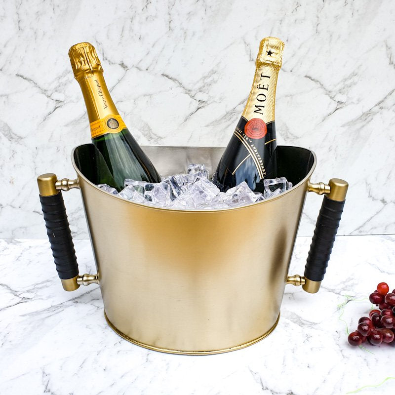 Leather and Brass Champagne Bucket