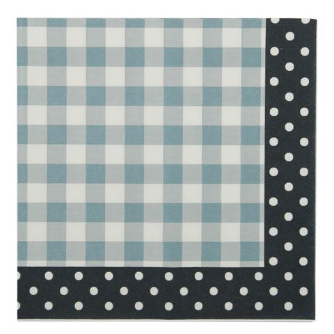 Gingham Slate 20pk Napkin 33cm