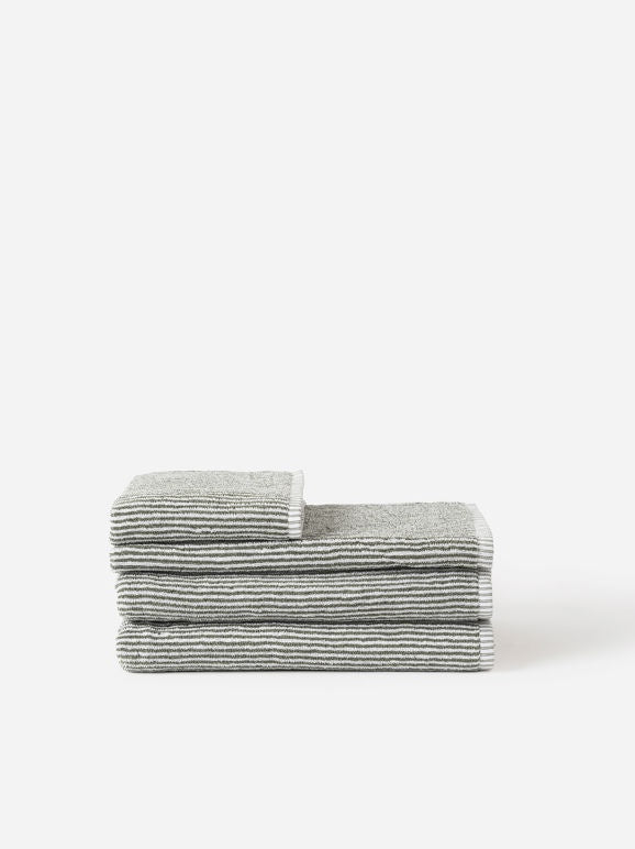 Stripe Cotton Bath Towel Range - Olive & White Stripe